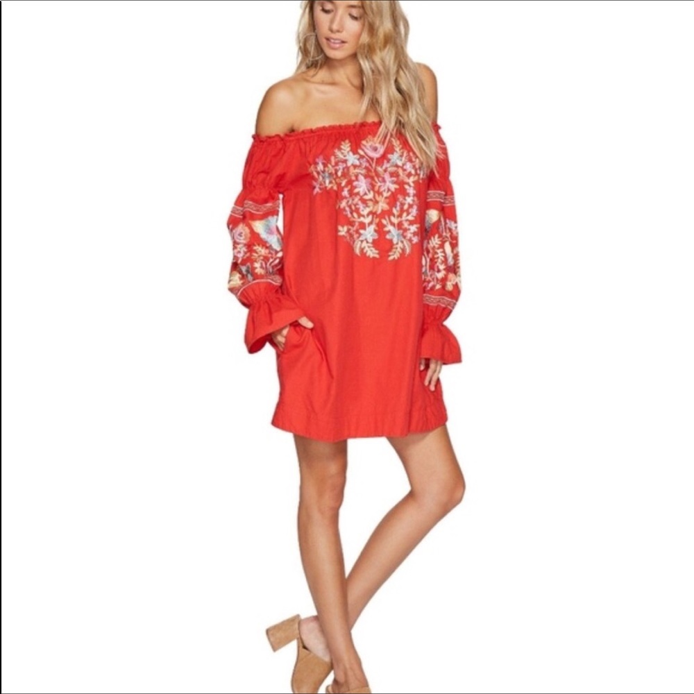 FREE PEOPLE Fleur Du Jour Embroidered Dress M